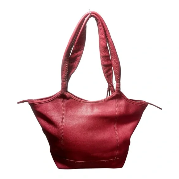 THE SAK Punch Red Pebbled Leather Tote Shoulder Bag - Picture 4 of 10